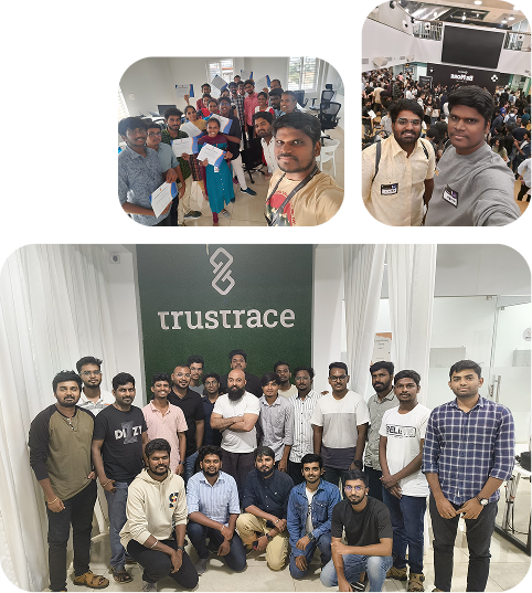 Collage of design workshops, team gatherings, and educational sessions at TrusTrust