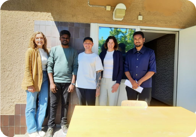 Research team conducting on-site interviews with brand stakeholders in Sweden